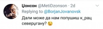 Твит на новинарот Борјан Јовановски